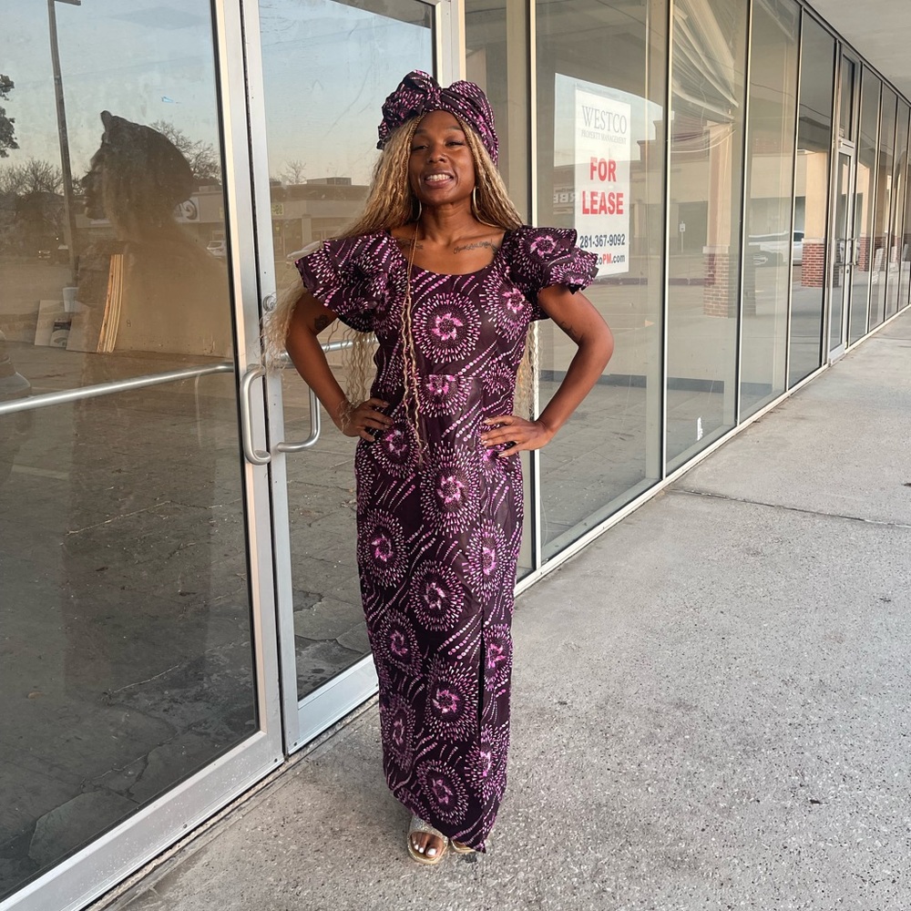African Ankara women full length Maxi dress - Picture 1 of 7